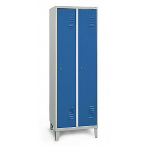 Garderobenschrank mit Füßen, 2 Abteile RAL 5012 Lichtblau