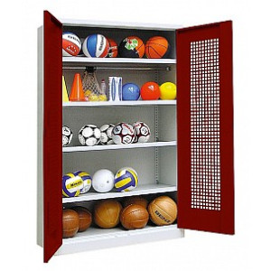 Geräteschrank Typ 2, Lochblech-Flügeltüren RAL 3003