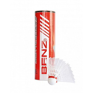 BENZ Nylon Badmintonbälle Classic Weiß in 6er Dose Weiß Badmintonball Nylonfederball Rot - Fast/Schnell