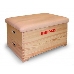 Benz-Sport Sprungkasten Massivholz 2-teilig
 Beige Kernrinderleder 2-teilig Ohne Rollvorrichtung Ohne Aussparungen