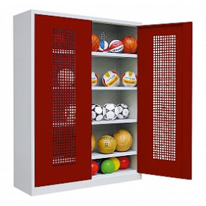 Geräteschrank Typ 4, Lochblech-Flügeltüren RAL 3003