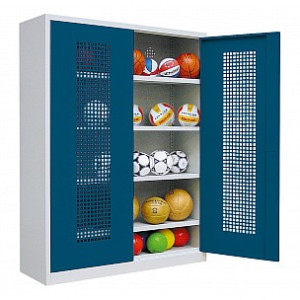 Geräteschrank Typ 4, Lochblech-Flügeltüren RAL 5012