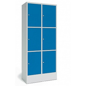 Großraum-Schließfachschrank, 6 Fächer, 3 übereinander RAL 5012 Lichtblau