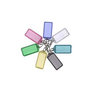 Schlüsselanhänger transparent mit Kettenring, Größe 27 x 60 mm