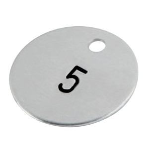 Schlüsselanhänger Zahlenmarken Aluminium blank mit schwarzen Zahlen, mit und ohne Bohrung