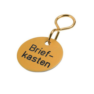 Schlüsselanhänger Textmarken Aluminium gold oder silber eloxiert, mit S-Haken