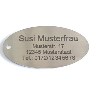 Kofferanhänger Name und Adresse graviert, aus Edelstahl