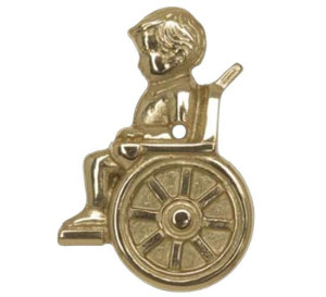 Toilette Türschild-Symbol, Messing, "Rollstuhlfahrer", 80 x 60 mm