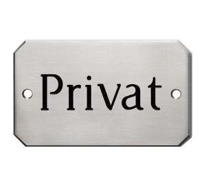 achteckiges Messingschild, satiniert und vernickelt, 160 x 90 x 2 mm