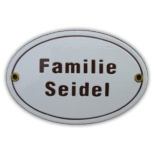 Ovales Emaille Namensschild, 15 cm x 10 cm, nach altem Vorbild, mit Ihrem Namen
