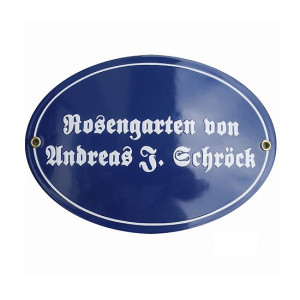 Namenschild oval 21 cm x 15 cm aus Emaille