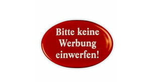 Emaille Schild "Bitte keine Werbung einwerfen !", oval