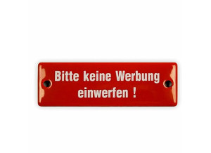Emaille Schild "Bitte keine Werbung einwerfen !", rechteckig