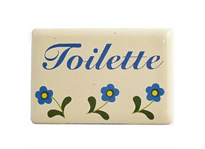 Schild Toilette mit Blümchen, zum kleben