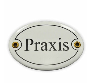 Schild "Praxis", Praxisschild aus Emaille