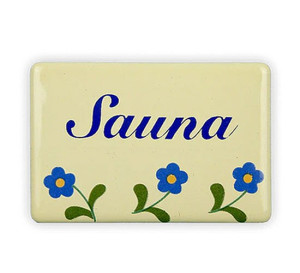 Schild Sauna mit Blümchen, zum kleben