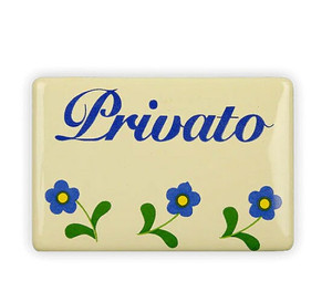 Schild Privato mit Blümchen, zum kleben