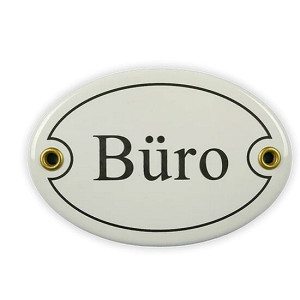 Emaille Schild, Türschild "Büro", schwarz auf weiss