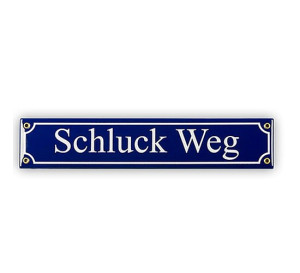 Emaille Schild, ähnlich Straßenschild, Spaßschild , "Schluck Weg"