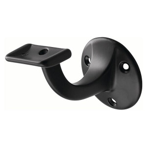 Handlaufträger Aluminium kunststoffbeschichtet schwarz, gerade Auflage, Wandabstand 75 mm