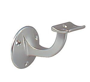 Handlaufträger Aluminium, gewölbte Auflage, Wandplatte 53 mm