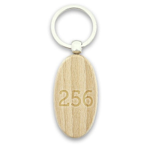 Schlüsselanhänger mit Zifferngravur aus Holz, oval