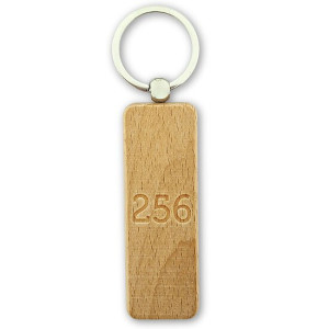 Schlüsselanhänger mit Zifferngravur aus Holz, rechteckig