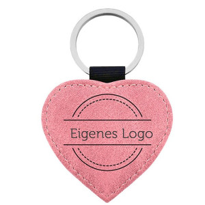 Herzförmiger Schlüsselanhänger aus Leder mit Logo