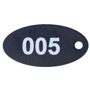 Zahlen-, oder Textmarke oval in Aluminium, farbig eloxiert