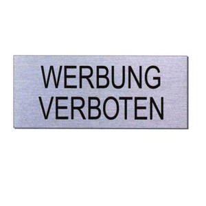 Edelstahlschild "Bitte keine Werbung" zum Kleben, silber- oder messingfarben