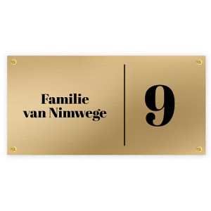 Namensschild mit Hausnummer, Messing, rechteckig 200 x 100 mm