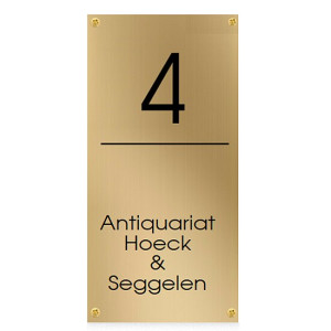 Namensschild mit Hausnummer, Messing, rechteckig 100 x 200 mm