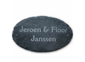 Hausnummernschild aus Schiefer, oval 23 x 13 cm