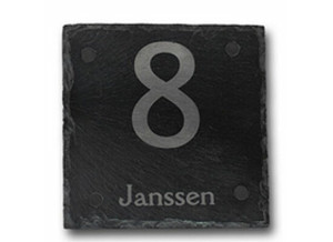 Hausnummernschild aus Schiefer, quadratisch 15 x 15 cm