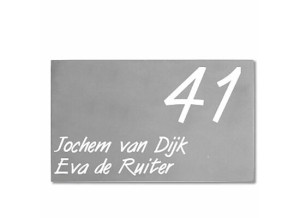 Hausnummernschild / Namensschild aus Beton 25 x 15 cm, weiße Schrift