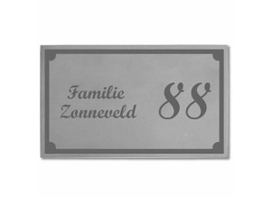 Hausnummernschild / Namensschild aus Beton 25 x 15 cm, mit Rahmen