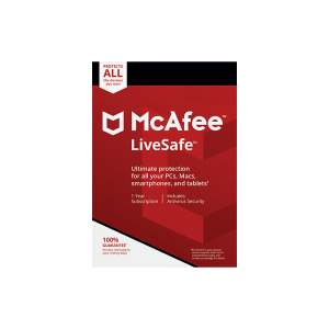 McAfee LiveSafe 2022 - 1 Year Subscription Windows + Android + IOS Three Devices
