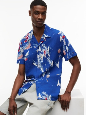 Tommy Jeans Slub Trophy Neck Shirt - Blue