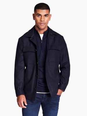 Thomas Maine Wool Overshirt - Navy