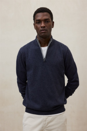 Ecoalf Larch Half Zip Sustainable Knitwear - Navy