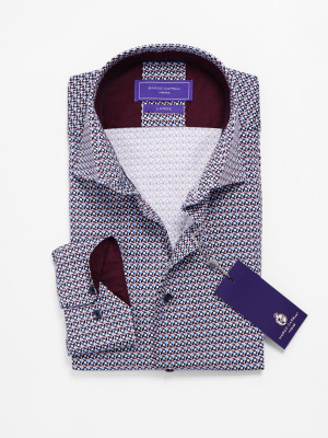 Marco Capelli Satin Stretch Graphic Print Shirt - Blue