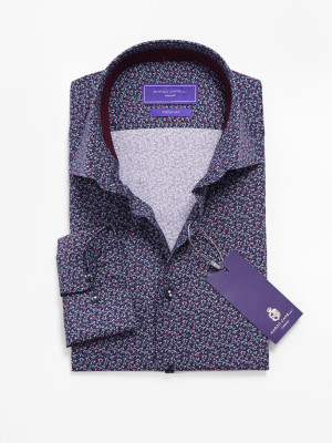 Marco Capelli Fine Twill Micro Flower Shirt - Navy