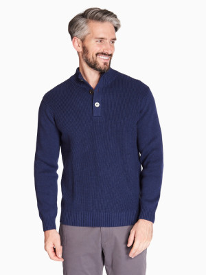 Marco Capelli Button Fisherman Rib Knit - Navy