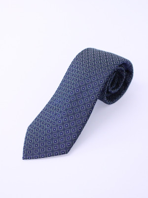 Marco Capelli 8cm Geo Square Dot Silk Tie - Navy