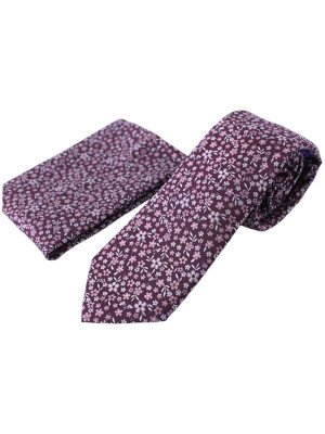 Marco Capelli 7.5cm Flower Tie & Pocket Square - Red