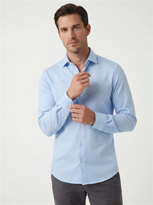 Thomas Maine Roma Stretch Kent Collar Shirt - Blue