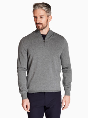 Boss Ebenji Virgin Wool Quarter Zip Knit - Grey