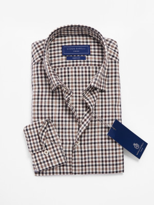 Marco Capelli Flannel Gingham Check Shirt - Navy