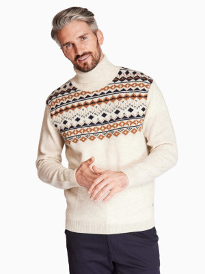 Marco Capelli Lambswool Fair Isle Polo Knit - Cream