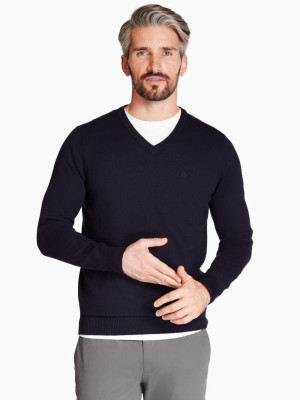 Marco Capelli Cotton Cashmere V Neck Sweater - Navy